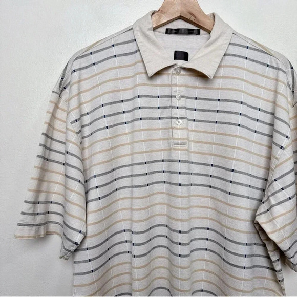 Tiger Woods Mens XL Stripes Cotton Short Sleeve Polo Golf Shirt - Picture 3 of 12